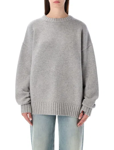 Extreme Cashmere Long-sleeve Crew-neck Sweater In Gray