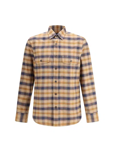 Brioni Checked Cotton Shirt In Multi
