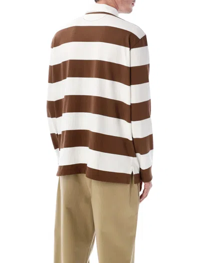Polo Ralph Lauren Structured Fit Rugby Polo With Traditional Collar In Brown