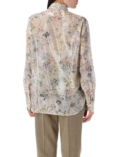 Golden Goose Floral Sequin Print Shirt In Neutral