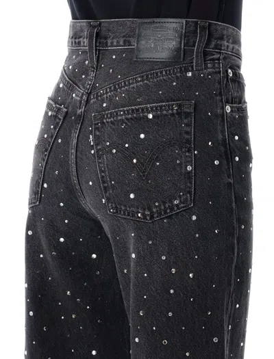 Levi's Ribcage Crystal Wide Leg Jeans In Black