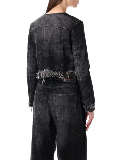 Diesel Grey Jacket With Round Neck And Frayed Edges In Cotton Blend Woman In Black