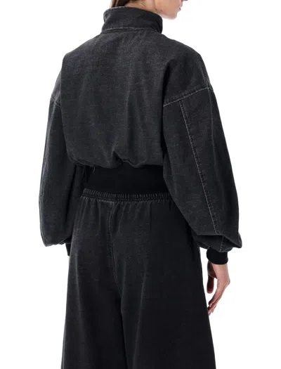 Alexander Wang Women Slate Denim Bomber Jacket In Black