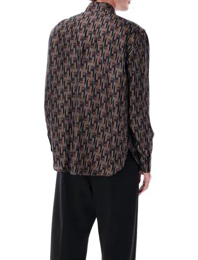 Fendi Nity Print Silk Long-sleeved Shirt In Multi