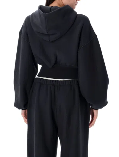 Alexander Wang T T By Alexander Wang Cropped Zip-up Hoodie In Black