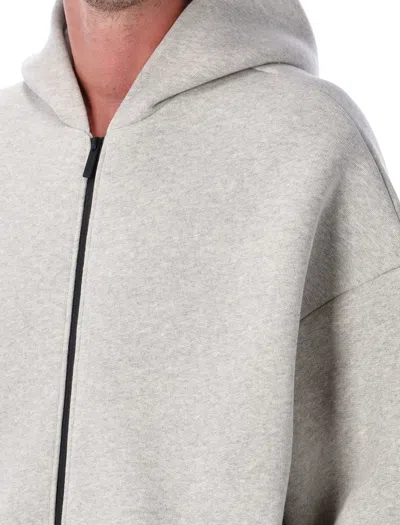 Fear Of God Grey Cotton Blend Zip Hoodie In Gray