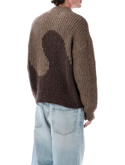 Erl Color Block Long Sleeve Knit Sweater In Brown