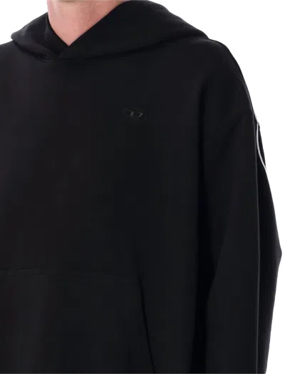 Diesel S-macs-hood-megoval-d Relaxed Fit Black Hoodie In Black