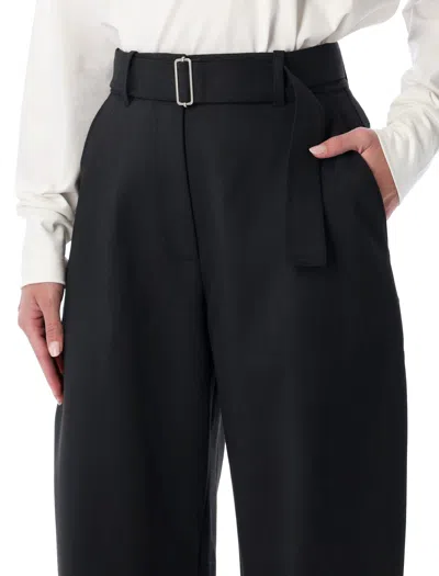Studio Nicholson Doring Compact Viscose Pants With Belt In Black