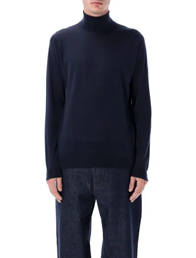 John Smedley Cherwell Extra Fine Merino Wool Roll Neck Jumper In Blue