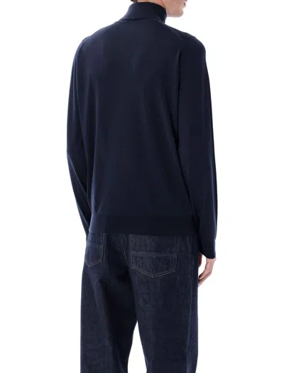 John Smedley Cherwell Extra Fine Merino Wool Roll Neck Jumper In Blue