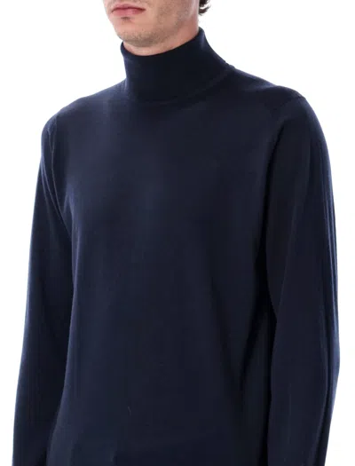 John Smedley Cherwell Extra Fine Merino Wool Roll Neck Jumper In Blue