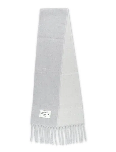 Acne Studios Soft Wool Scarf Fringed Edges In Gray