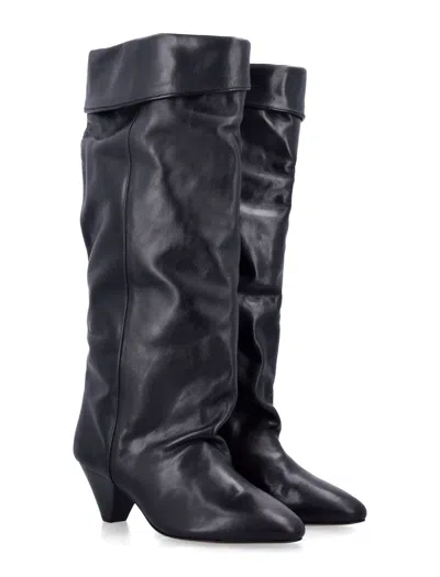 Isabel Marant Mid-calf Pointed-toe Calfskin Boots In Black