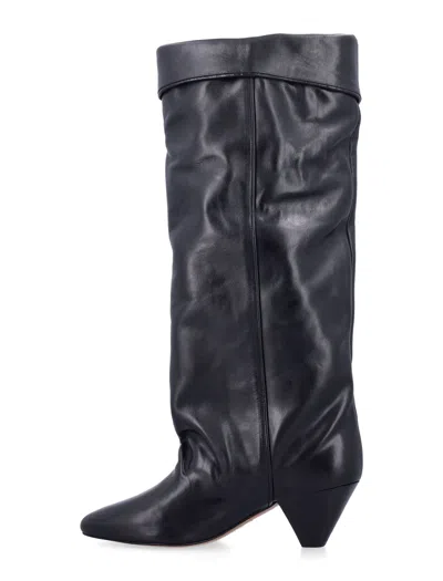 Isabel Marant Mid-calf Pointed-toe Calfskin Boots In Black