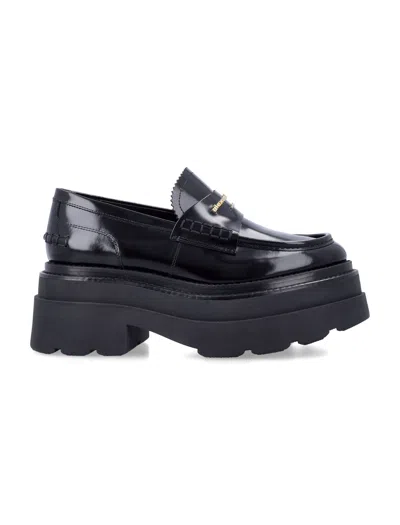 Alexander Wang Black Leather Carter Platform Loafers In Black