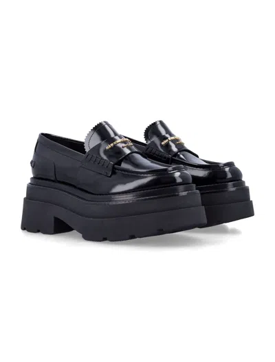 Alexander Wang Black Leather Carter Platform Loafers In Black