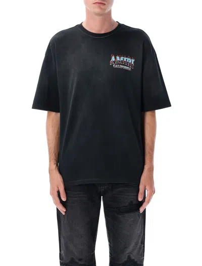 Amiri Sunny Place Logo-print Cotton-blend Jersey T-shirt In Burgundy