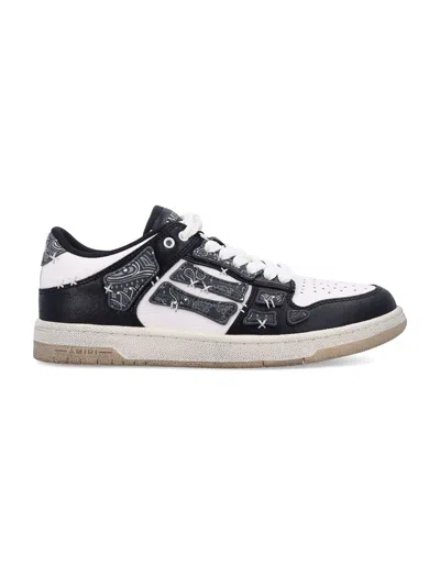 Amiri Bandana Skel Top Low Leather Low-top Sneakers In Black