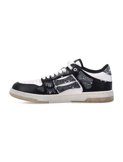 Amiri Bandana Skel Top Low Leather Low-top Sneakers In Black