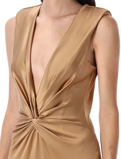 Tom Ford Deep V Neck Gown In Brown