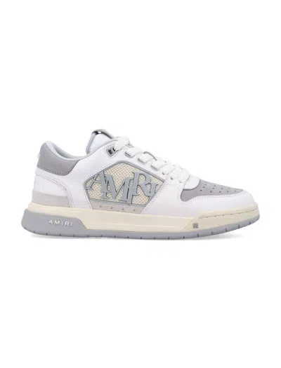 Amiri Logo-detail Leather Lace-up Low-top Sneakers In Gray