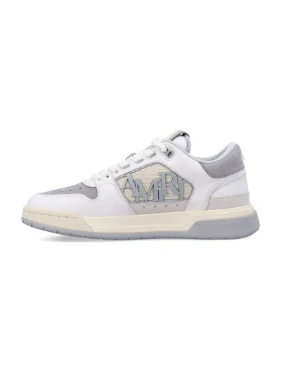 Amiri Logo-detail Leather Lace-up Low-top Sneakers In Gray