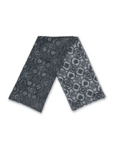 Casablanca Grey Merino Wool Blend Fluffy Monogram Scarf In Gray