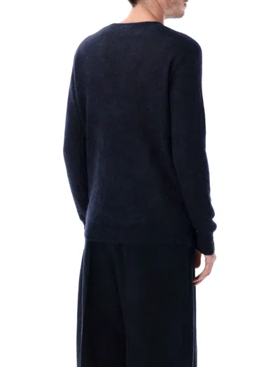 Auralee Lightweight Knit Long Sleeve Crew Sweater In Blue