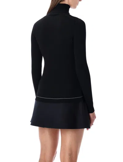 Moncler Fitted Turtleneck Knitwear Long Sleeves In Black