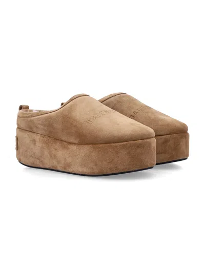 Balenciaga Alaska Platform Mules In Brown