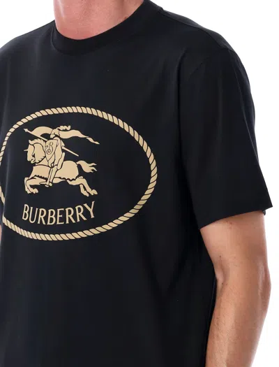 Burberry Knight Stamp Cotton T-shirt In Black