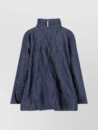 Daniela Gregis High Neck Long Sleeve Top For Casual Wear In Blue