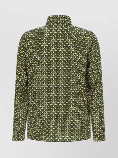 Gucci Allover Print Long Sleeve Horsebit Shirt In Green