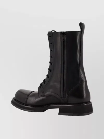 Balenciaga Rugged Leather Ankle Boots With Chunky Sole In Black