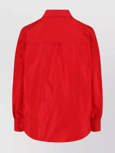 Aspesi Long Sleeve Collared Top Chest Pocket In Red