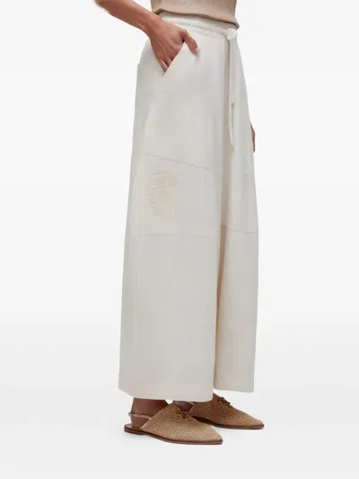 Osklen Bordado Concha Shell-embroidered Drawstring Trousers In White