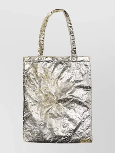 Rick Owens Drkshdw Metallic Finish Rectangular Tote Bag With Handles In Silver