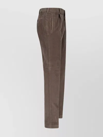 Incotex Straight Leg Corduroy Trousers Featuring Pockets In Brown