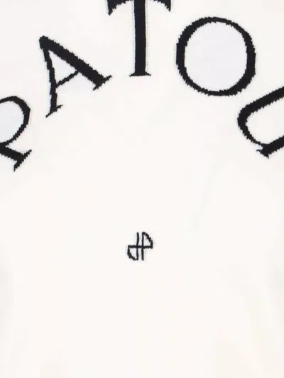 Patou Ribbed Cuff And Hem Knit Crewneck In White