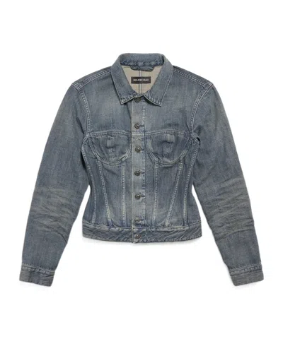 Balenciaga Corset-style Denim Jacket In Gray