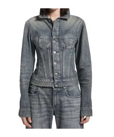 Balenciaga Corset-style Denim Jacket In Gray