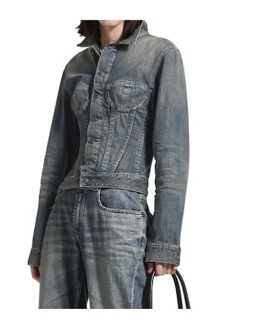 Balenciaga Corset-style Denim Jacket In Gray