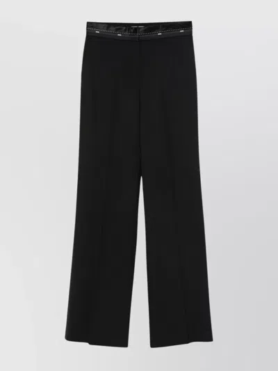 Msgm Straight Leg Satin Waistband Trousers In Black