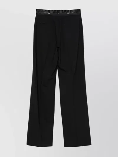 Msgm Straight Leg Satin Waistband Trousers In Black