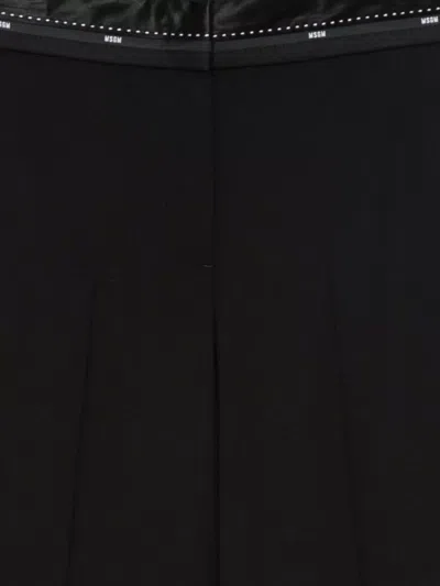 Msgm Straight Leg Satin Waistband Trousers In Black