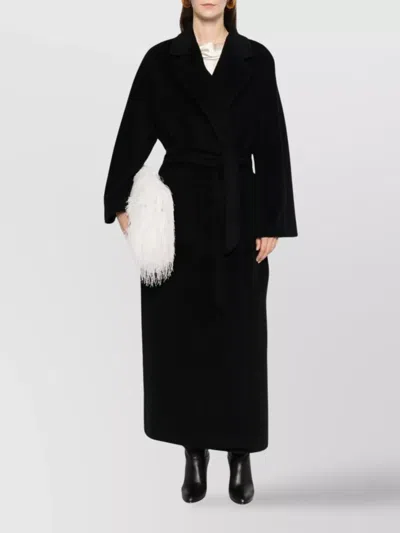 Tagliatore Long Wool Coat Belted Waist In Black