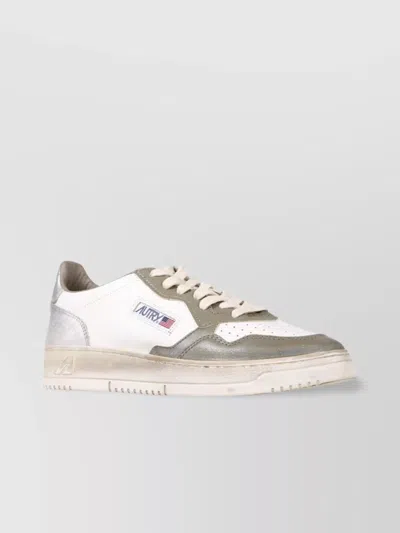 Autry Vintage Low Top Sneaker With Perforated Panels In Red