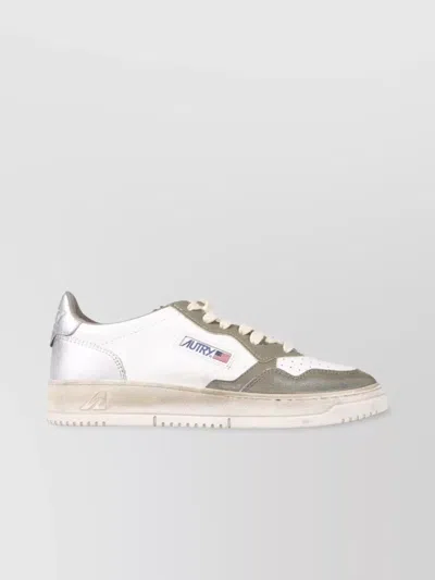 Autry Vintage Low Top Sneaker With Perforated Panels In Red