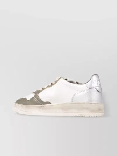 Autry Vintage Low Top Sneaker With Perforated Panels In Red